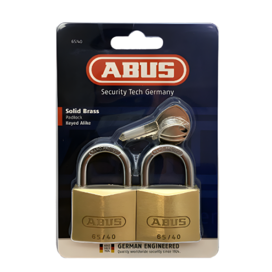 ABUS - PADLOCK BRASS - 40mm 2PK - K/A  65/40 - BBL