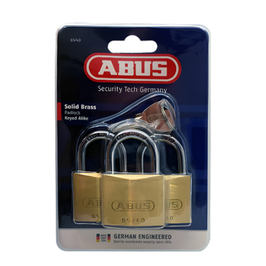 ABUS - PADLOCK BRASS - 40mm 3PK - 65/40-3 - BBL