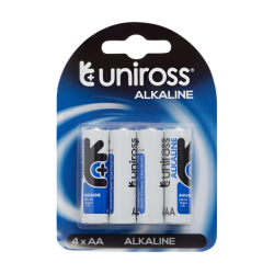 BBL - BATTERY ALKALINE - AA (4)PK - UNIROSS