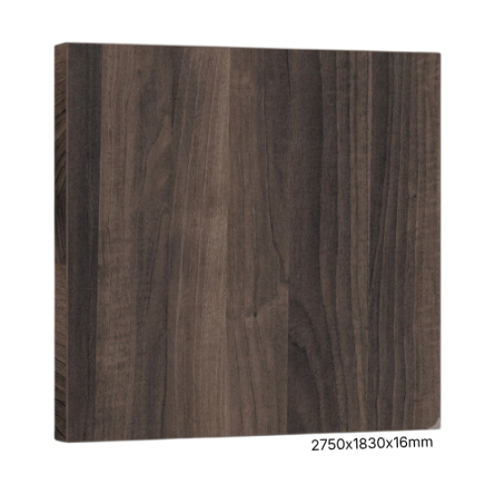 BOARD - MELAMINE - AMERCIAN W/NUT (2750x1830x16mm)