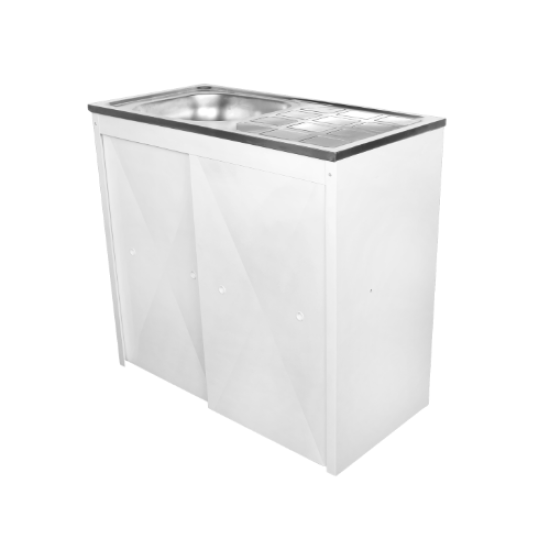CABINET - KITCHEN - SGL BOWL - WHT KNOCK DWN(3841)