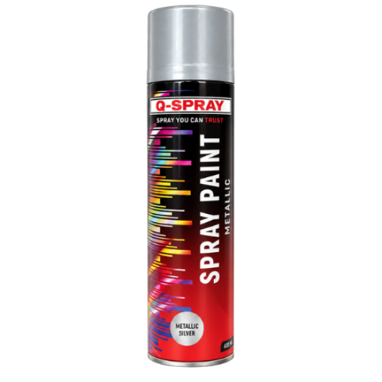 Q - SPRAY PAINT - METALLIC SILVER  300ml - QSP030
