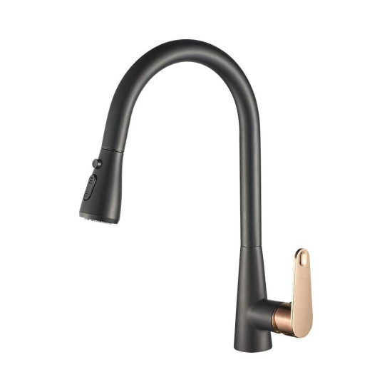 Livorno - Kitchen Mixer - Black/Gold+Pull Out - Tap 28
