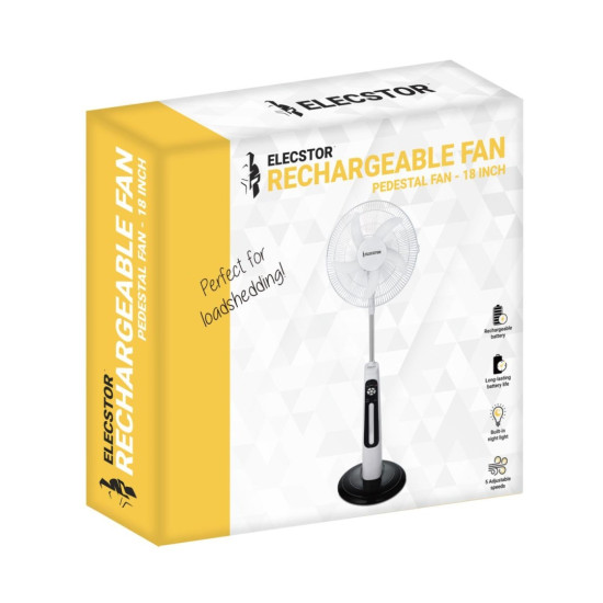 Elecstor - Rechargeable Pedestal Fan 18"