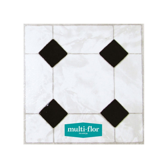 Multiflor - Self Stick Tile - White With Black Diamond  3011 (7 Tiles per Box)