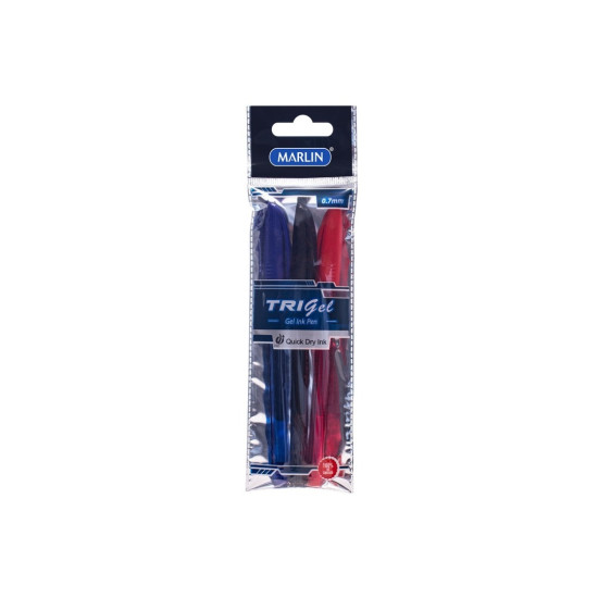 Marlin - Tri Gel Pen 3's Assorted 0.7mm (SM96)
