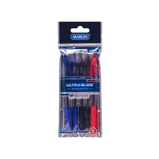 Marlin - Ultra Glide Retractable Pen 5's Assorted (SM223)
