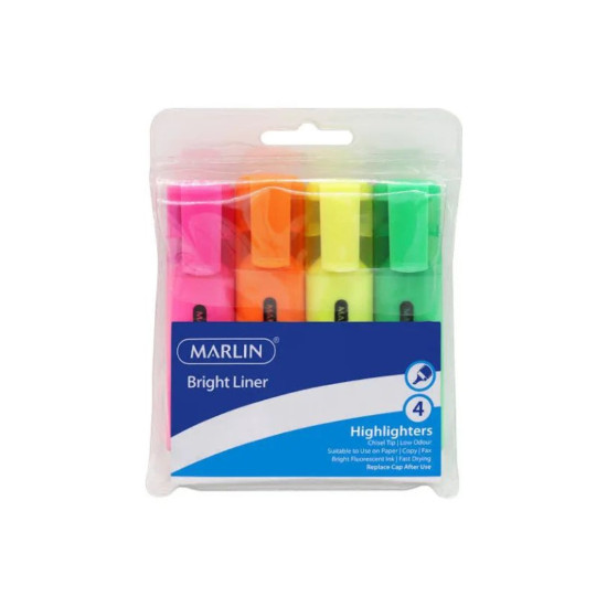 Marlin - Highlighters 4's Assorted Colour (SM10)
