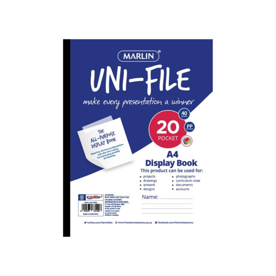 Marlin - Unifile Display Book A4 20 Page (8020)