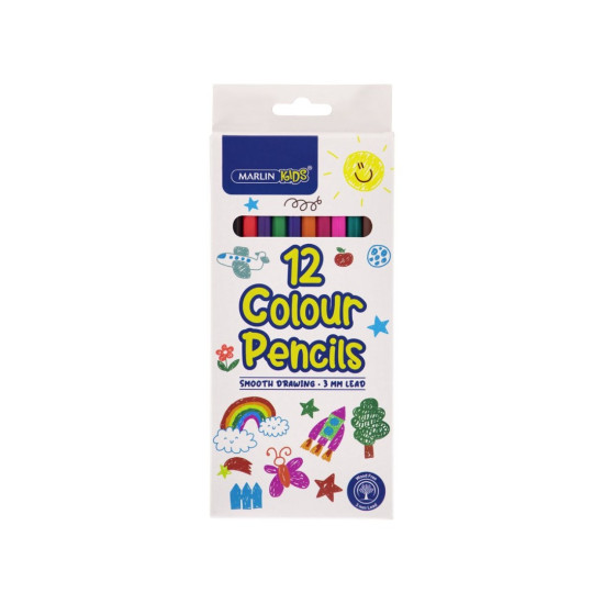 Marlin - Kids Colour Pencils Long 12 Pack (036J)