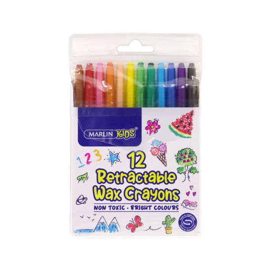Marlin - Kids Retractable Crayons 12 Pack (041L)