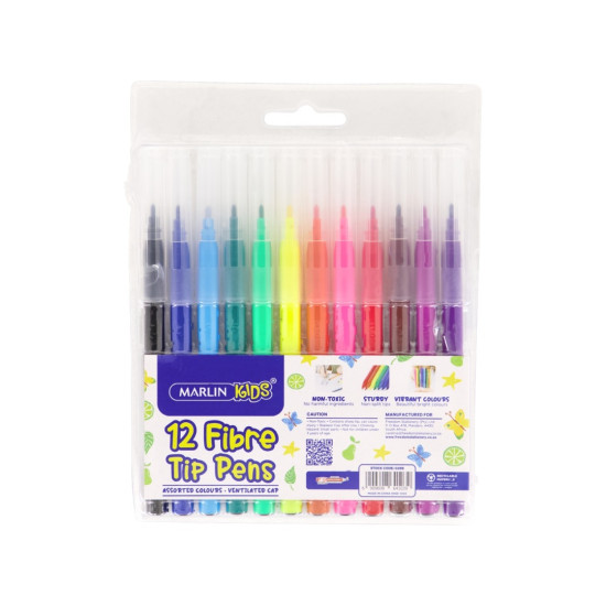 Marlin - Kids Fibre Tip Pens 12 Pack (029B)