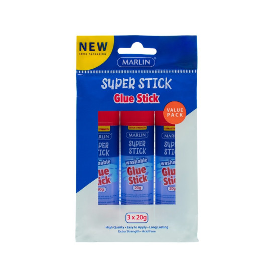 Marlin - Super Stick Glue Stick 20g 3 Pack (SM133)