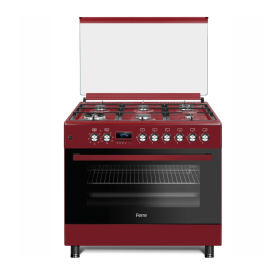 Ferre - Free Standing Gas Stove 6 Burner + Mini Wok - 90cm x 60cm Red (F9S60E7.PRI)