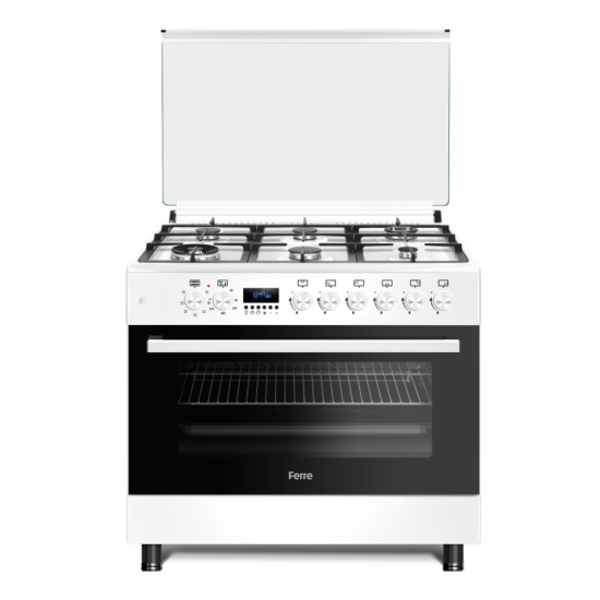 Ferre - Free Standing Gas Stove 6 Burner + Mini Wok - 90cm x 60cm White ( F9S60E7.PWI)