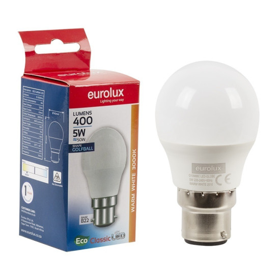 Eurolux - Led Golfball - 5W B22 - (G1098Bc)