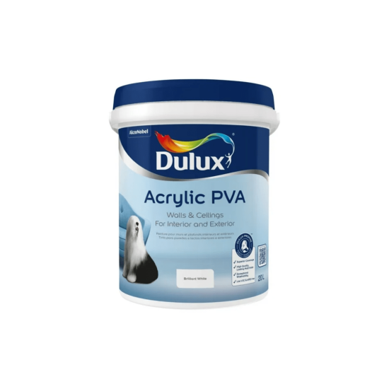 Dulux -  Acrylic Pva - Brilliant White  - 20L