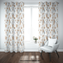Thuli/Taupe - Curtain - W/Taped Lined - 230cmX218cm