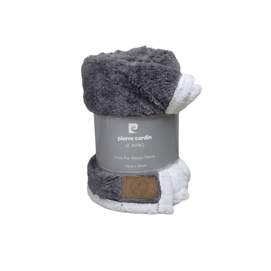 Pierre Cardin - PV Fur Bottom Print With Sherpa -Assorted Colours - 150X200 - DARK GREY - colour: DARK GREY