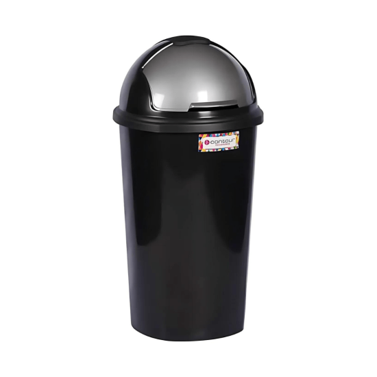 Buzz - Plastic Round Lift Bin - Black -50L