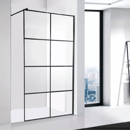 Livorno - Shower Walk In 8 panel Black - SWL15