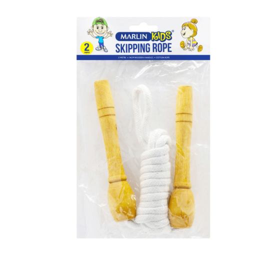 Marlin - Kids Skipping Rope 2m - Wooden Handles (014A)