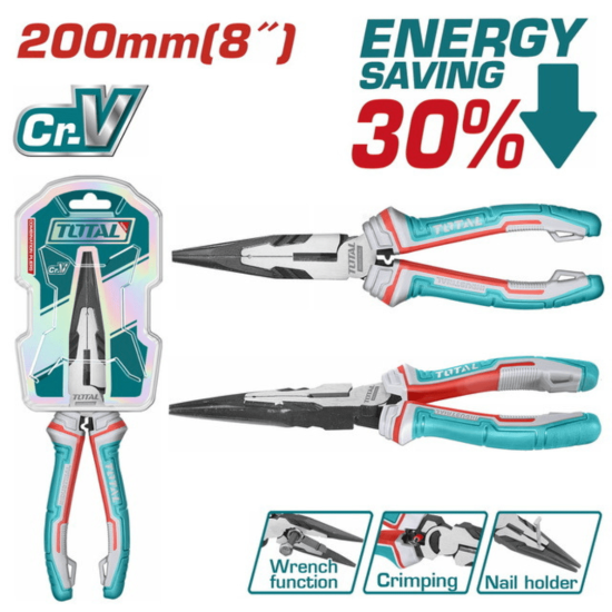 Total - Long Nose Plier - 200mm (THT120806P)