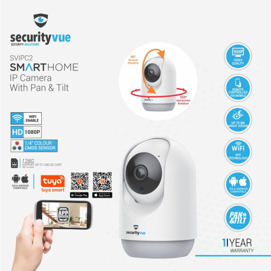 SecurityVue - SmartHome IP Camera with Pan & Tilt – Advanced Indoor Surveillance