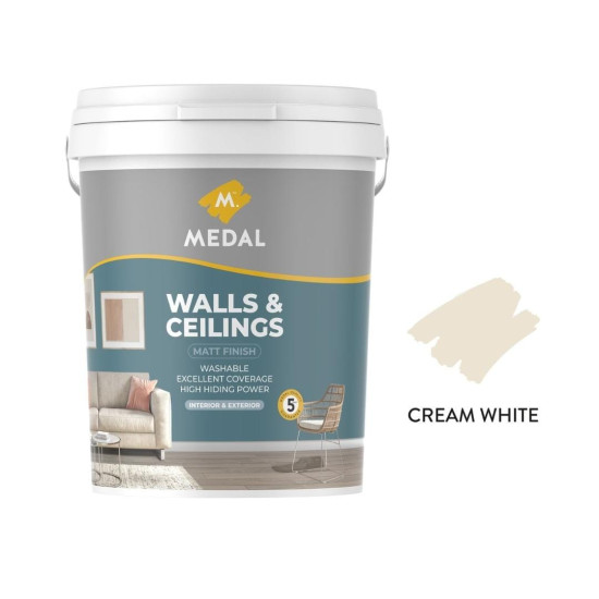 Medal - Wall & Ceiling - PVA - 20l Assorted Colours - Cream White - colours: Cream White