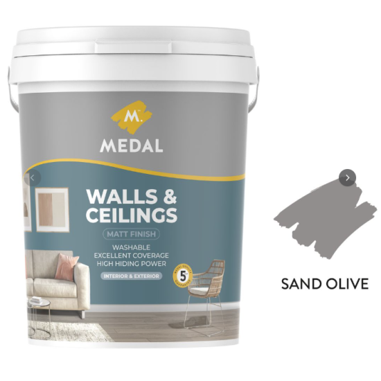 Medal - Wall & Ceiling - PVA - 20l Assorted Colours - Sand Olive - colours: Sand Olive