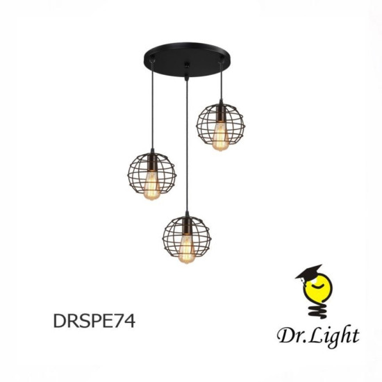 Dr. Light - Pendant Round - 3 x Steel Wire - DRSPE74