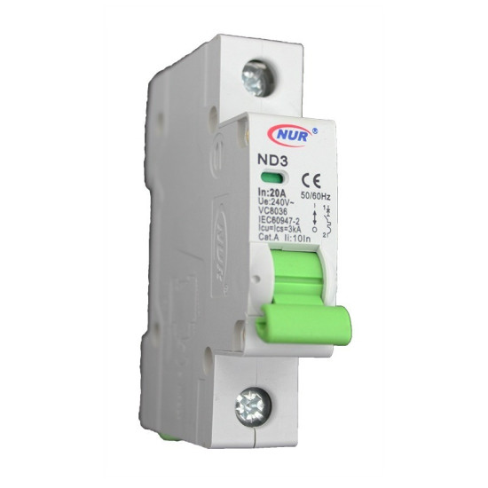Circuit Breaker - 20AMP Single Pole - DIN Rail White Circuit Breaker - 20AMP Single Pole - DIN Rail White