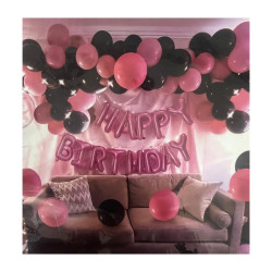 Balloons - Happy Birthday Pink and Black- YW-L1838