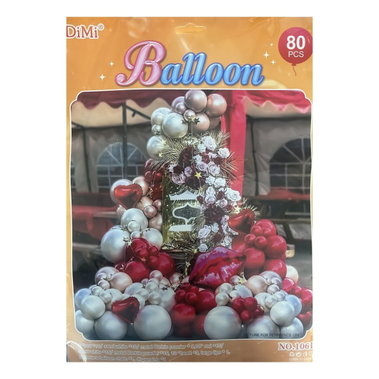 Balloons - 80 piece - Red and Silver - Party - 1061