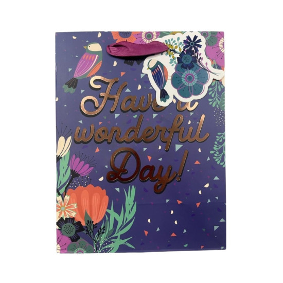Gift Bag - Floral Assorted Colour - Medium - 18cm x 23cm - 3 - designs: 3