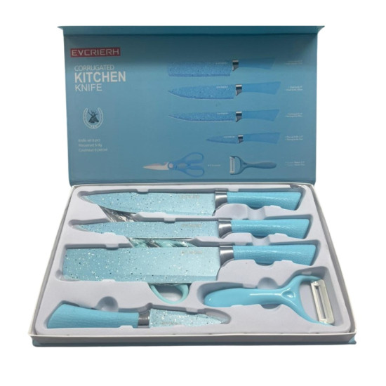 Knife Set 6 Piece - EV-2198 - Robin's Egg Blue