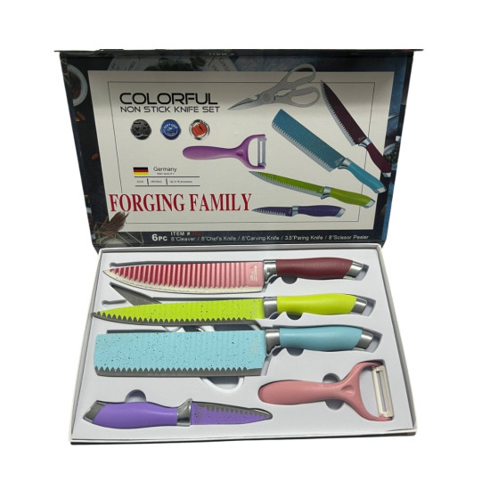 Knife Set 6 Piece - T-023 - Assorted Colour