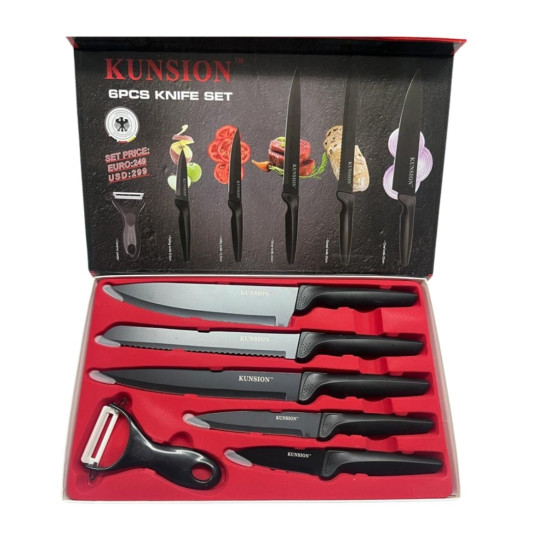 Knife Set 6 Piece - ZP-6685 - Matt Black