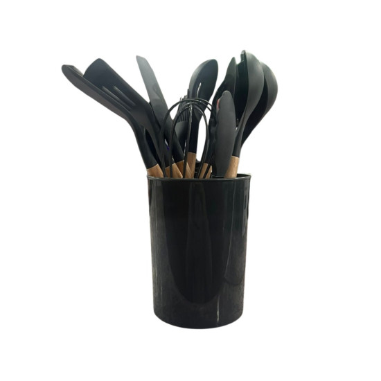 Spatula Set 12 Piece - Assorted Colour - Take me Home - Round Bucket - Matt Grey - colour: Matt Grey