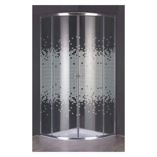 Shower - Door - Corner Round - White Mosaic (Silver Frame)
