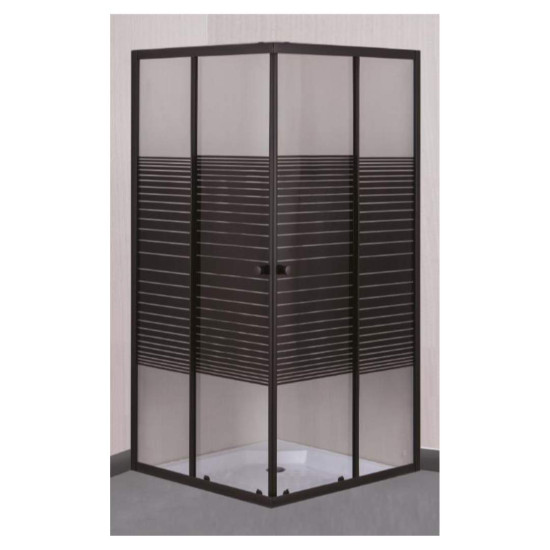 Shower - Door - Corner Square - Black Lines (Black Frame)