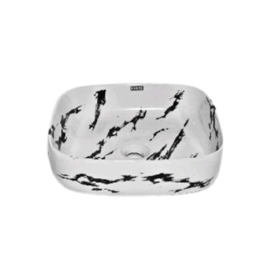 Counter Basin - Ceramic - Square White Marble - BAS73