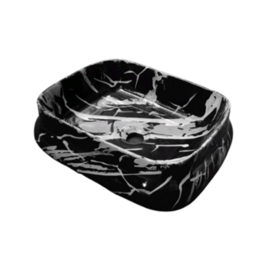 Counter Basin - Ceramic - Square Black Marble - BAS74